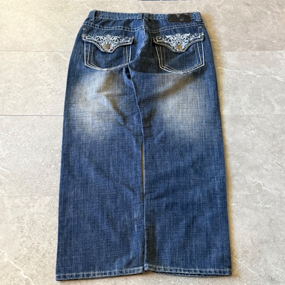 Y2K Delf Embroidered Pocket Baggy Jeans 36